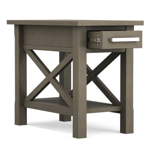 Simpli Home Side Table 24"Lx14"W Rectangle Modern Solid Wood in Farmhouse Grey - Picture 3 of 11
