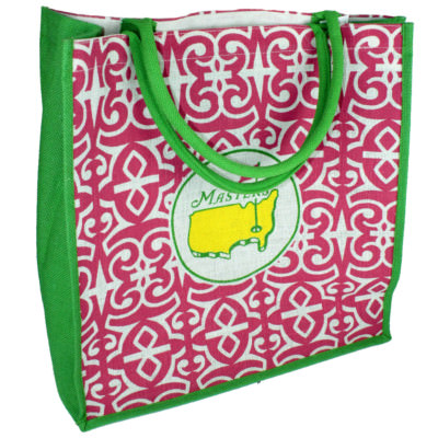2018 Masters Golf Green Pink White Large Tote Jute Beach Bag AUGUSTA NATIONAL