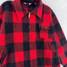 vtg WOOLRICH RED BUFFALO PLAID FULL ZIP JACKET size 48 cruiser