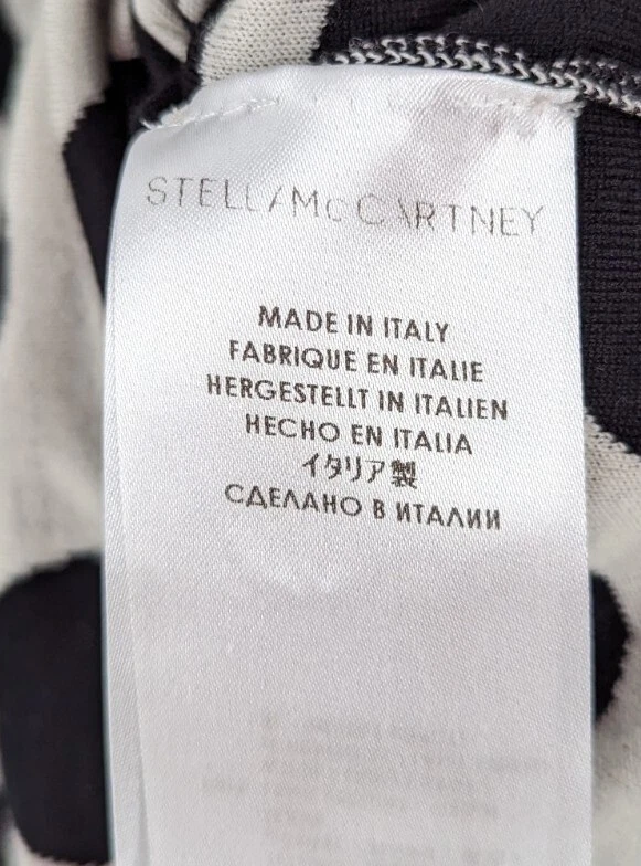 Vestido Suéter Tejido Ceñido al Cuerpo Geométrico Negro Blanco Op-Art Stella McCartney FW 2014 Foto 4 de 4