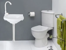 2-in-1 Outdoor Garden Water Fountain and Faucet No-Punch Bathroom Wash Basin