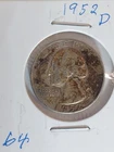 1952-D Washington Quarter Silver 25 Cent Coin Ungraded