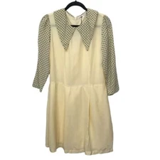 8000 Nerves Yellow Polka Dot Peter Pan Collar Dress NWT Medium