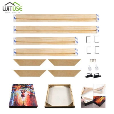 Professionel Bilderrahmen Kit Hölzern Für Ölgemälde Wandkunst Mehrere Größen 4D - Bild 1 von 4