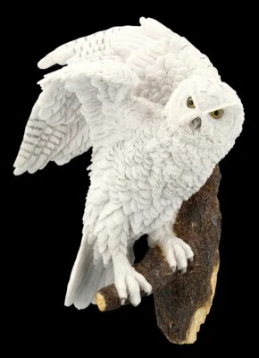 Wandrelief - Schneeeule auf Ast sitzend - Uhu Eule Wanddeko Natur Vogel - Bild 1 von 4
