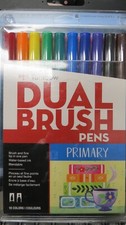 TOMBOW 56167 DUAL BRUSH PENS PRIMARY 10 COLORS NEW