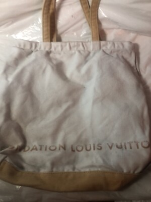 Louis Vuitton Foundation Tote Authentic Cloth Shoulder Bag Beige Weekend