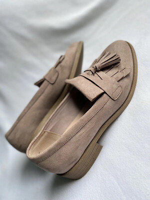Damen Loafers Slippers Blockabsatz Wildleder Mokassin Altrosa Schleife