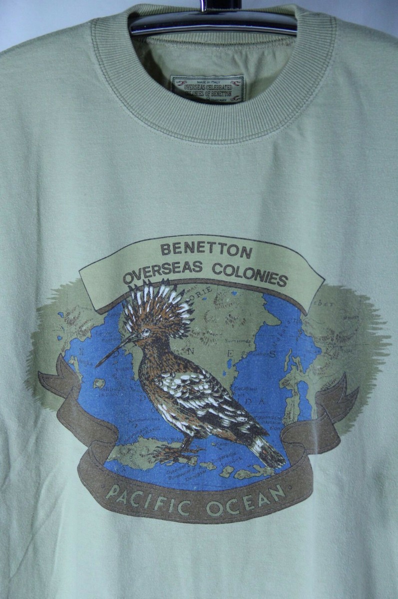 【KOOLOSET】Vintage Benetton Washed Half Tee Rare Vtg 80s Overseas Celebrated Colonies of Benetton T