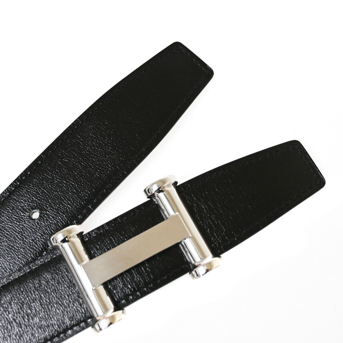 HERMES H Logo Agora Reversible Belt Buckle Leather #90 Black HERMES H Logo Agora Reversible Belt Buckle Leather #90 Black