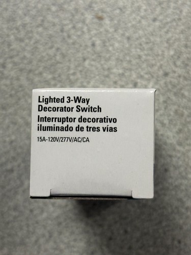 NEW Eaton 7513A-BOX 15 Amp 3-Way Lighted Decorator Switch with Ground, Almond - Picture 3 of 7