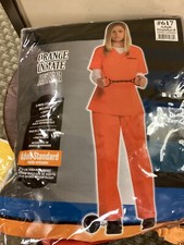 Adult Halloween NWOT costume "Orange Inmate" 2 piece costume Shirt Pants OSFM