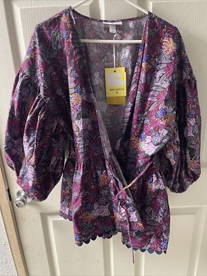 NEW Kika Vargas x Target Women's Shirt XL Coral Reef Scallop Edge Wrap Top
