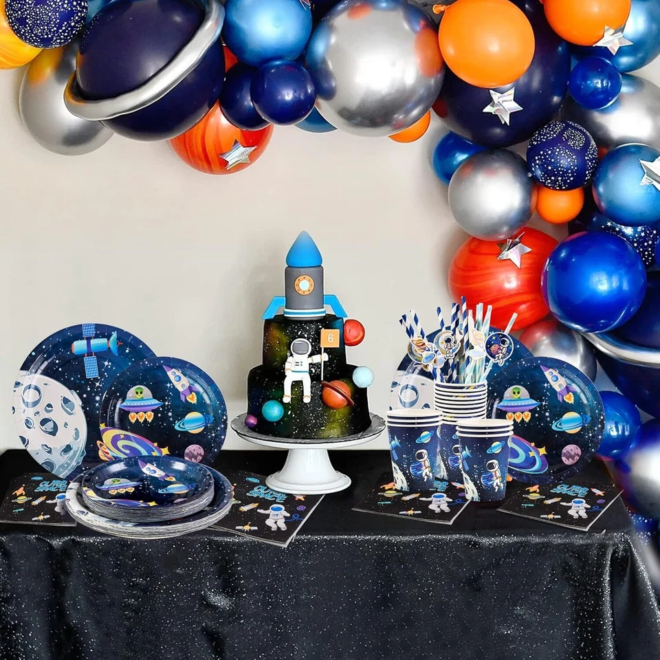 80 Stück Weltraum Partygeschirr Pappteller Kindergeburtstag mit Pappbecher Servi - Bild 2 von 4