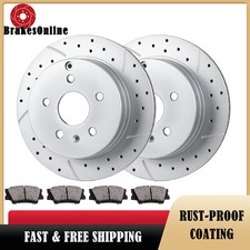Fit for GMC Terrain Chevy Equinox Drilled Slotted Rear Brake Rotors and Pads