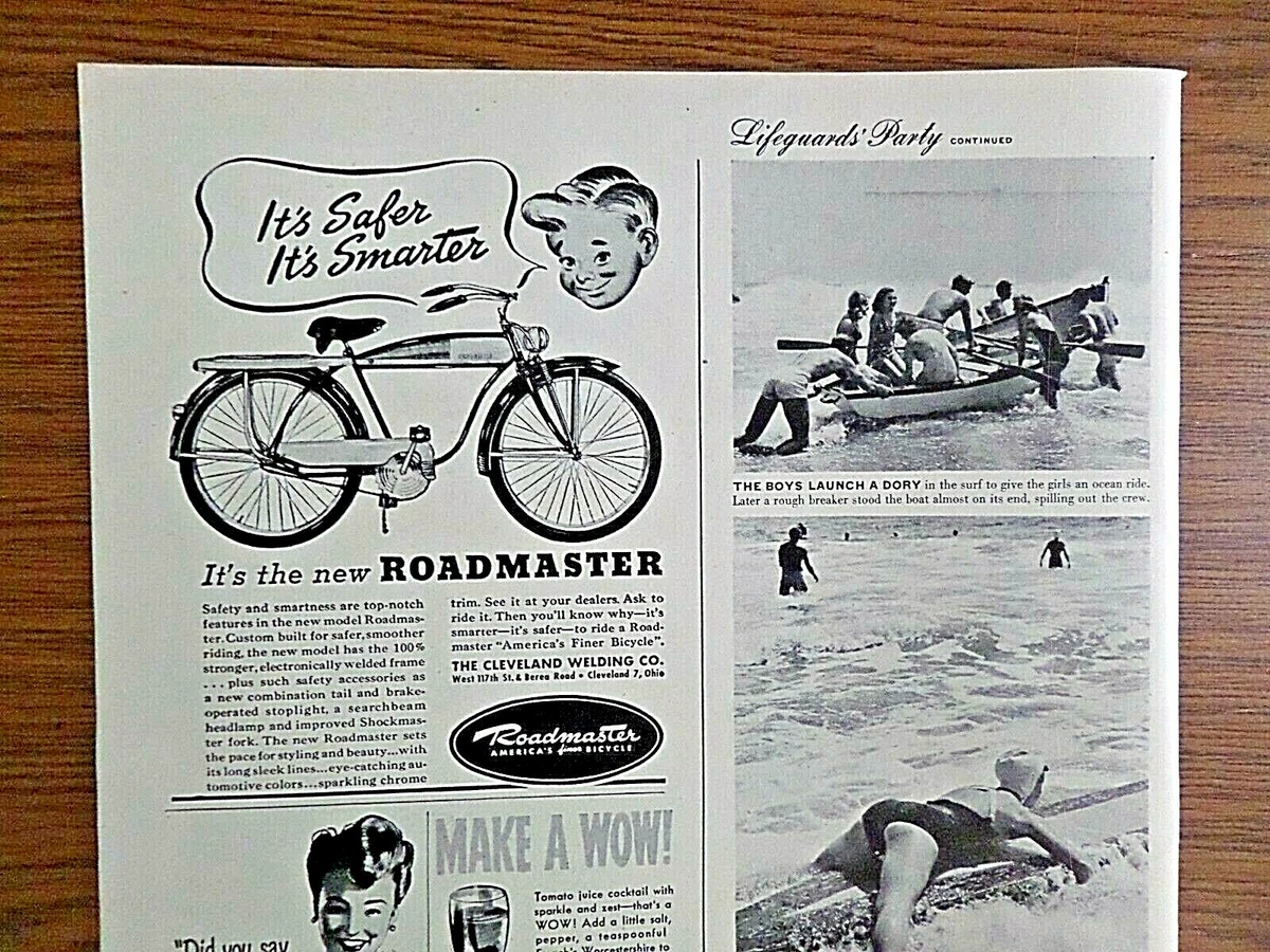 1947 Roadmaster Bicycle Bikes Ad Itand#039;s Safer andamp; Smarter eBay