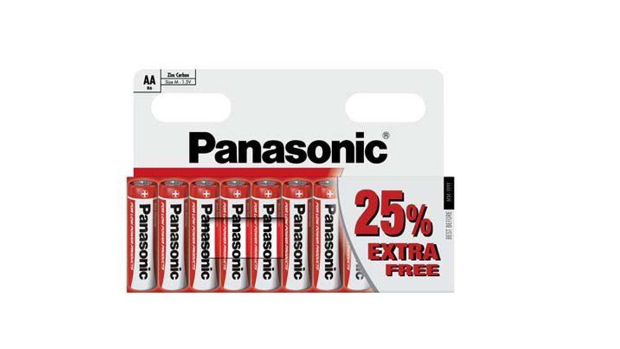 100 x Panasonic AA 50 & AAA 50 Zinc Carbon Batteries 1.5V LR6 LR3 Mix