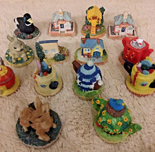Tetley Tea Folk’s Teapots Houses Minature Ornaments 1990’s Bundle