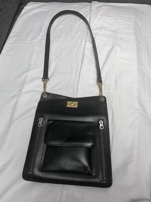 Vintage Susie Smith Black Leather Flat Shoulder Bag - Image 1 of 4