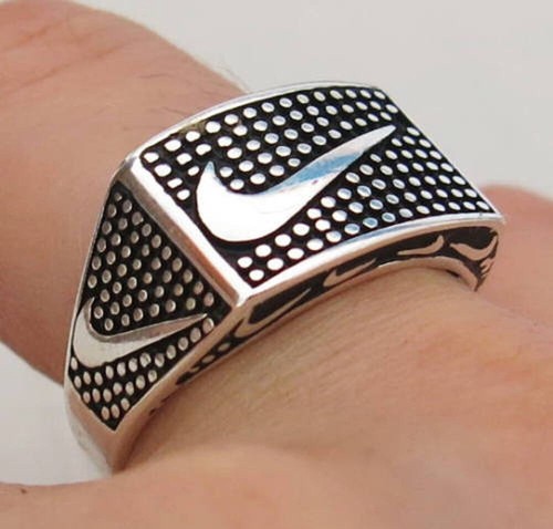 Solid 925 Sterling Silver Designer Nike Signet Christmas Men's Unisex Gift Ring - Picture 7 of 11