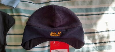 JACK WOLFSKIN KINDER STORMLOCK FLEECEMÜTZE - NACHTBLAU - SMALL - NEU MIT ETIKETT