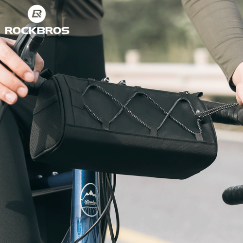 ROCKBROS 1.5L Bike Handlebar Bag, Front Storage with Shoulder Strap for MTB/Road