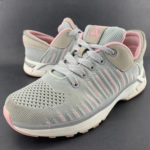 Zeba Hands Free Women's Size 9.5 Gray Rose Pink Slip On Lace Up Shoes