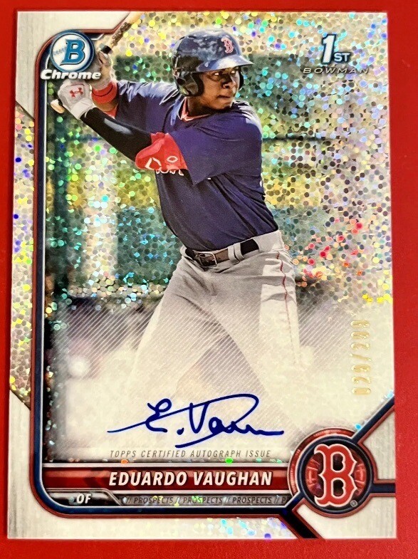 2022 Bowman 1st Chrome Auto Speckle #CPA-EV Eduardo Vaughan /299 Red Sox
