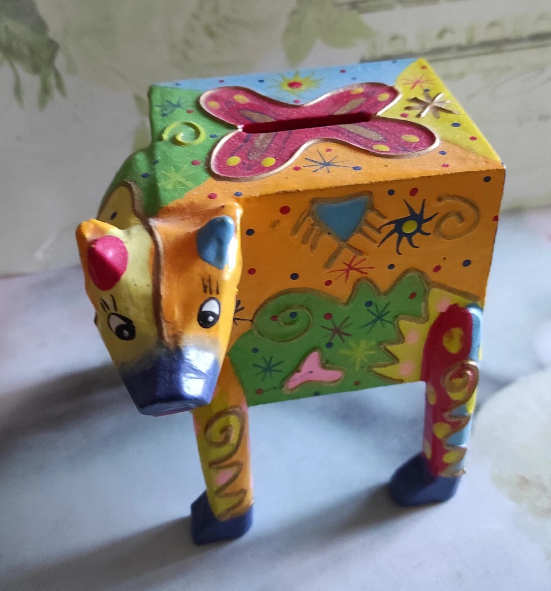 3 salvadanai grandi (29 cm) mucca con campana - pietra