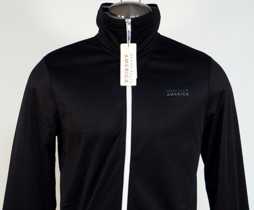 Perry Ellis America Black Zip Front Signature Track Jacket Men's NWT - 第 2/5 張圖片