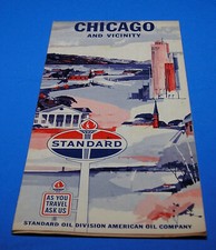 Vintage 1960's Standard Oil Division of American Oil Map CHICAGO