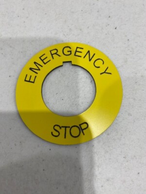 Engraved Round Pushbutton Legend Plate - 30mm ROUND - EMERGENCY STOP, Lot of 10