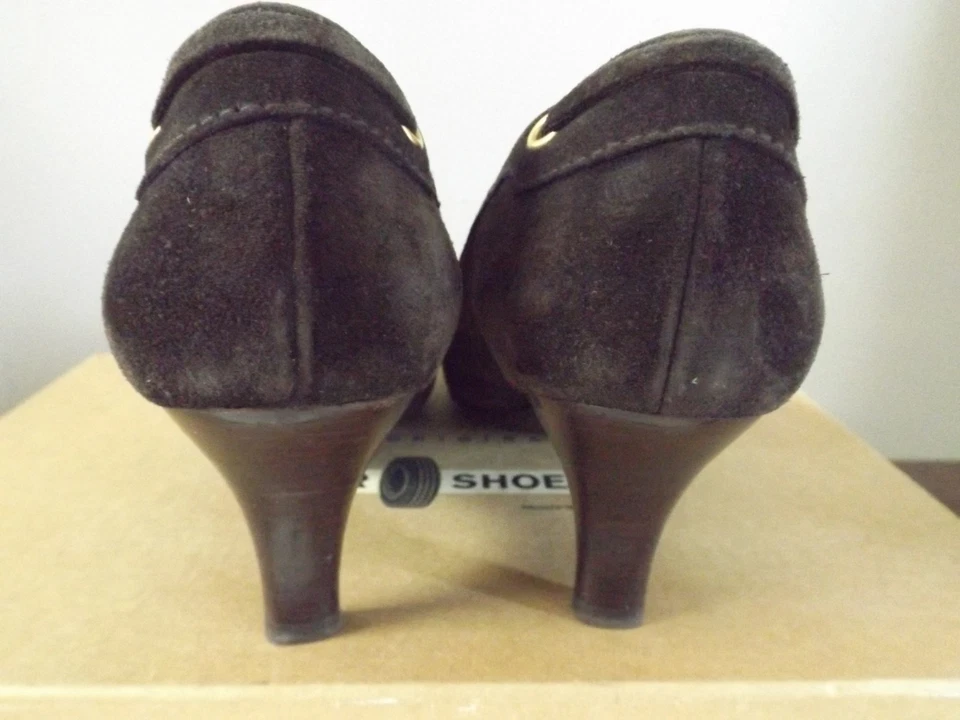 THE ORIGINAL CAR SHOE PRADA Marrón Gamuza Borla Tacones Zapatos Talla 38.5 / 8.5 $325 Foto 4 de 4