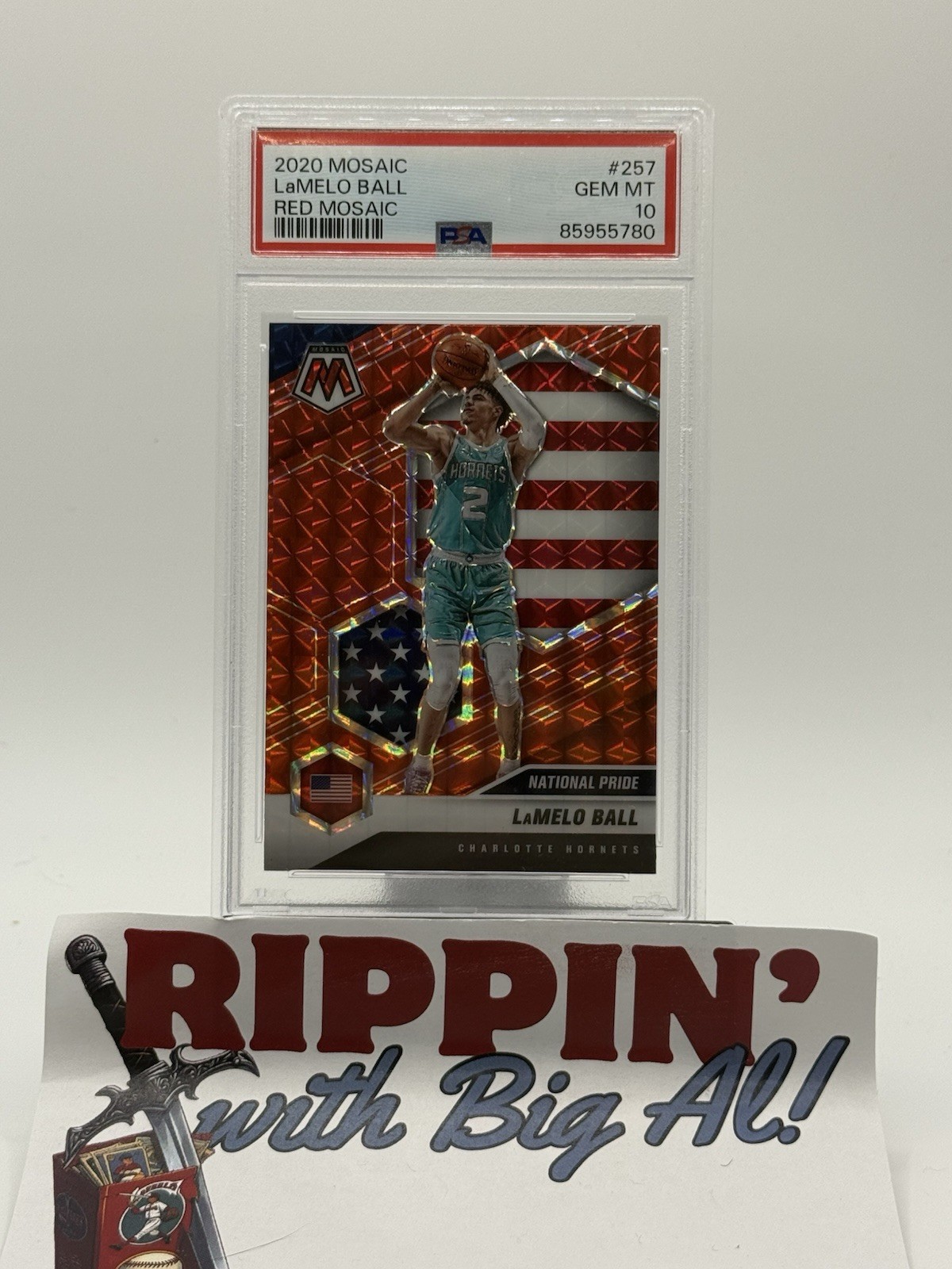 2020 Panini Mosaic LAMELO BALL RC Red Mosaic Prizm #257 Rookie PSA 10