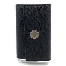 BVLGARI Key Case Black Leather Womens Japan Used