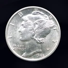 1943-D Mercury Dime 90% Silver BU UNC Die Break Error 6 OClock WWII US Coin Gem
