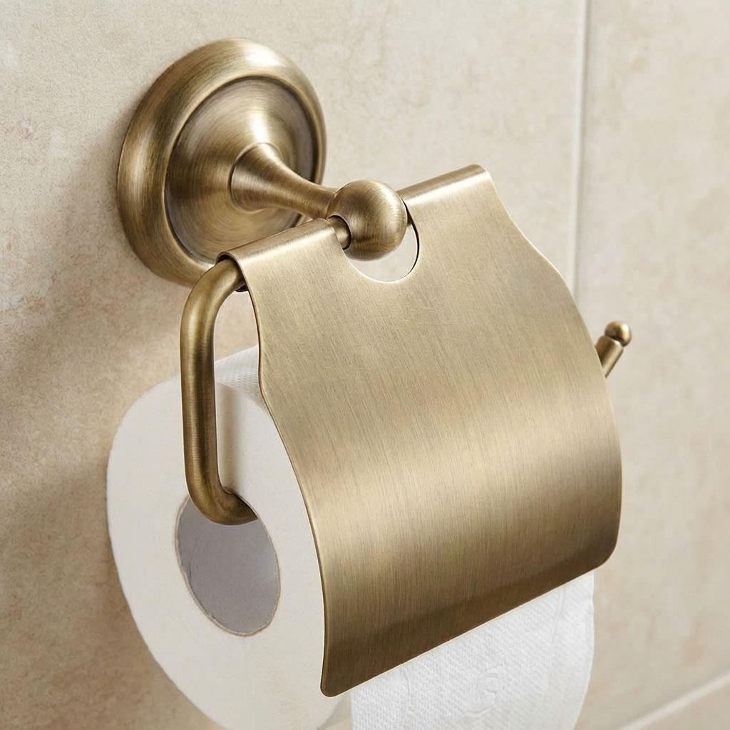 Toilet Paper Holder Rack WC Roll Bathroom Antique Brass