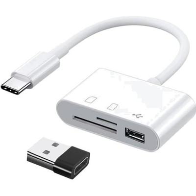 Eingebauter USB C Adapter   3 in 1 SD Kartenleser für schnelle Datenübertragung