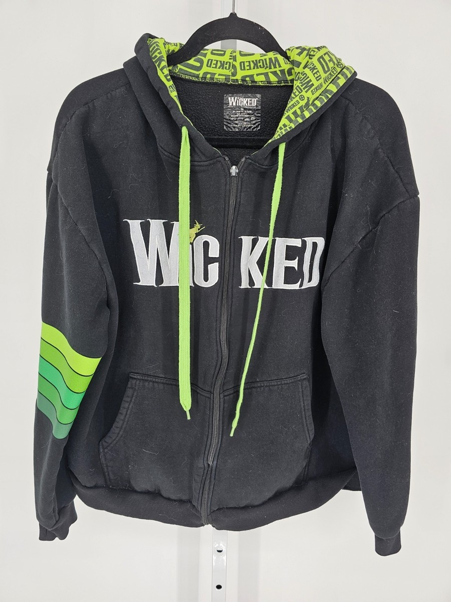 Wicked Broadway Musical Sz XL Full Zip Up Hoodie Black green | eBay