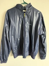 Vintage 80s Izod Club Jacket Men M Navy Full-Zip Hood The Springs Golf Nylon