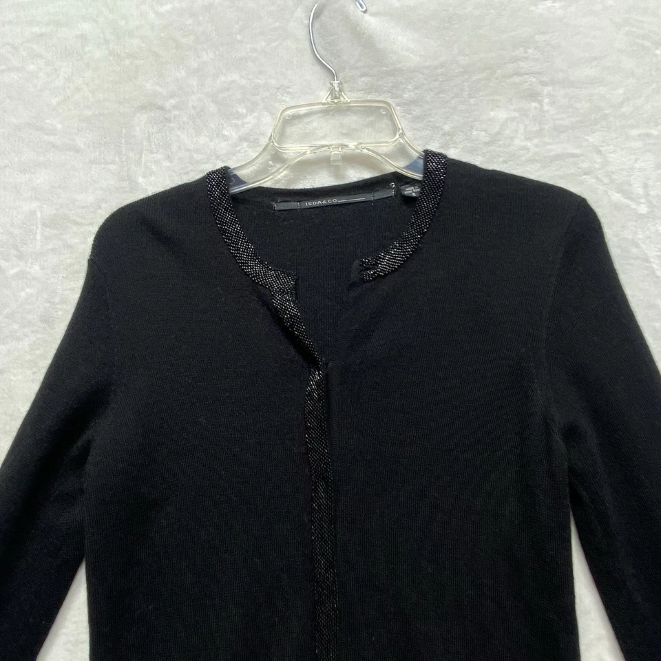 Cárdigan de mujer ISDA & Co negro talla S lana merino botones ocultos manga larga Foto 3 de 4