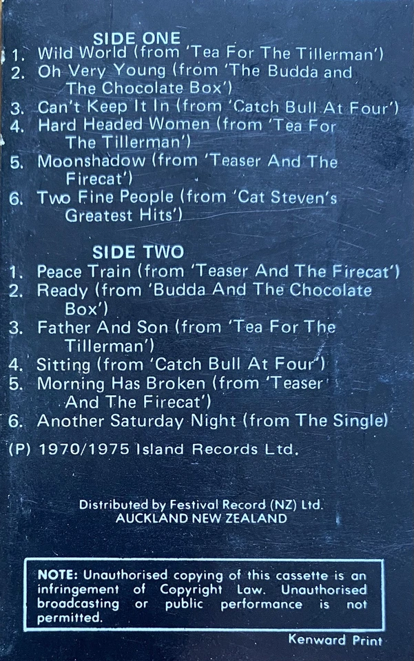 Cat Stevens - Greatest Hits New Zealand Cassette - Image 2 of 4