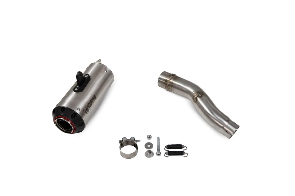 Honda CB500F 19-25 Scorpion Exhaust Red Power Brushed SS Slip-on PHA195SEO — 第 3/4 张图片