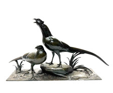 André Vincent Becquerel (1893-1981) - Couple de faisans - Grand bronze - 105 cm
