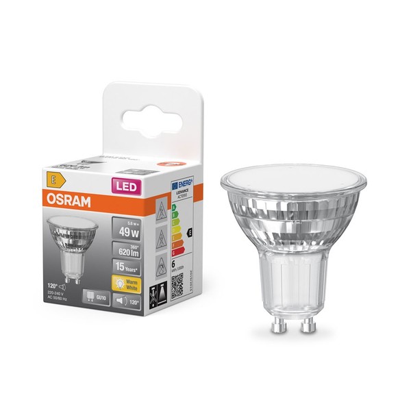 Osram Led Glas Reflektor PAR16 5,6W = 49W GU10 620Lm Warmweiß 2700K 120°-image