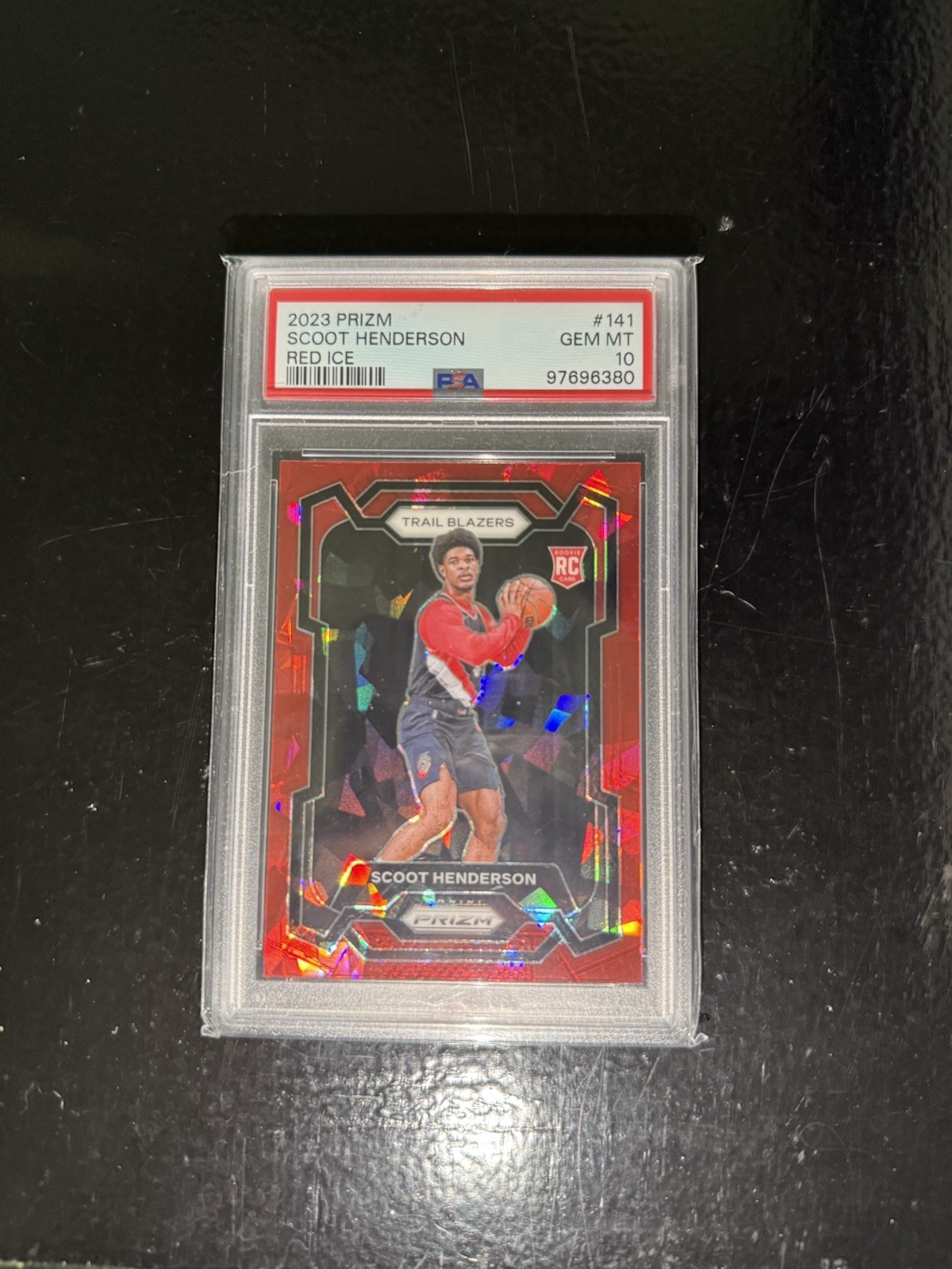 2023-24 Panini Prizm Scoot Henderson Red Cracked Ice Rookie RC PSA 10 #141