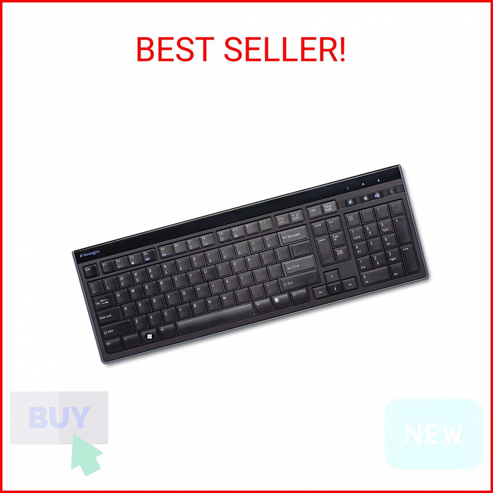 Kensington Slim Type Wired Keyboard (K72357USA),Black