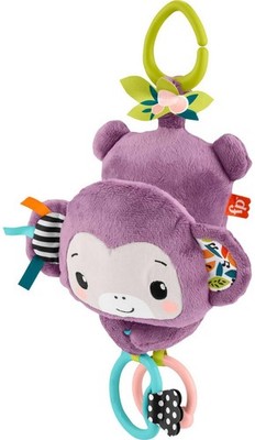 Fisher-Price Baby Kinderwagen Spielzeug Sing & Go Lila Affe Musikalisch sensoris