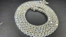 MOISSANITE 15.6 CT Tennis Chain Sterling Silver 3mm 20 Inch GRA