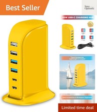 45W USB Charging Station, 6-Port Hub with 4 USB-A  2 USB-C Ports, 5ft Cable,...